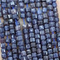 Natural Blue Sapphire Beads AB-Grade Faceted Cube, approx 3mm [GB25754]