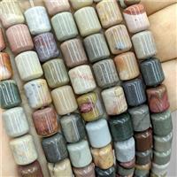 American Picture Jasper Tube Beads Multicolor, approx 8-10mm [GB25995]