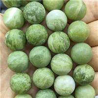 Natural Chinese Taiwan Nephrite Jade Beads Green Matte Round, approx 16mm [GB26430]