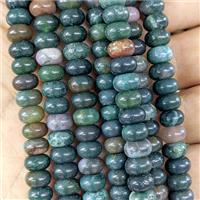 Indian Agate Rondelle Beads Green Smooth, approx 5x8mm [GB26483]