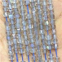 Natural Labradorite Cube Beads Faceted, approx 3mm [GB26615]