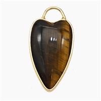 Natural Tiger Eye Stone Heart Pendant Gold Plated, approx 17-28mm [GM24568]
