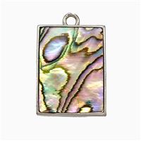 Abalone Shell Rectangle Pendant Platinum Plated, approx 15-20mm [GM24785]