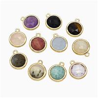 Mixed Gemstone Circle Pendant Gold Plated, approx 10mm [GM24817]