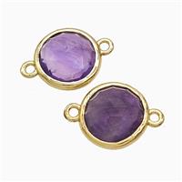 Purple Amethyst Circle Connector Gold Plated, approx 10mm [GM24830]