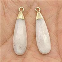 Natural White Mooonstone Teardrop Pendant Faceted Gold Plated, approx 10-30mm [GM24853]