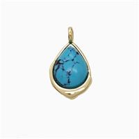 Blue Dye Howlite Turquoise Teardrop Pendant Copper Gold Plated, approx 8-12mm [GM24870]