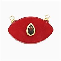 Red Dye Jade Eye Pendant Pave Zirconia 2loops, approx 13-22mm [GM24898]
