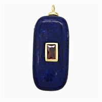 Blue Lapis Lazuli Rectangle Pendant Pave Zirconia, approx 12-25mm [GM24901]