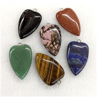 Natural Gemstone Heart Pendant Mixed, approx 25-40mm [GM25023]