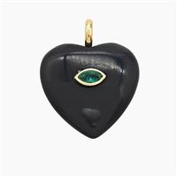 Black Obsidian Heart Pendant Pave Zirconia Eye, approx 25mm [GM25048]