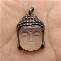 Clear Crystal Glass Buddha Pendant Matte Antique Red, approx 25-35mm [GM25072]