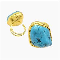 Magnesite Turquoise Copper Rings Gold Plated, approx 20-30mm, 20mm dia [GM25160]