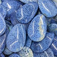 Natural Coral Fossil Teardrop Pendant Blue Dye, approx 30-62mm [GM25474]