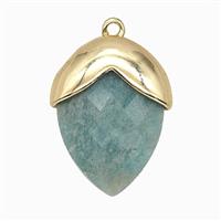 Green Amazonite Oval Pendant Copper Gold Plated, approx 18-24mm [GM25975]
