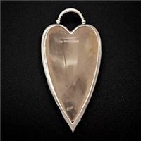 Natural Pink Rose Quartz Heart Pendant Platinum Plated, approx 18-35mm [GM26065]