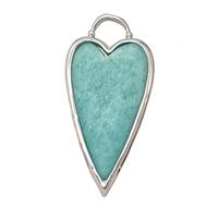 Natural Green Amazonite Heart Pendant Platinum Plated, approx 18-35mm [GM26069]