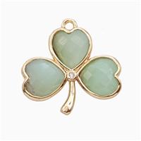 Green Chrysoprase Clover Pendant Heart Gold Plated, approx 18-20mm [GM26141]