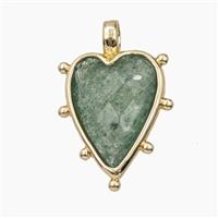 Green Strawberry Quartz Heart Pendant, approx 12-19mm [GM26924]