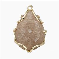 Peach Sunstone Teardrop Pendant, approx 18-22mm [GM26934]
