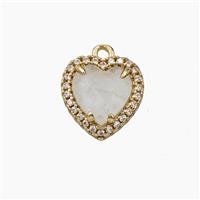 Copper Heart Pendant Pave Zirconia Clear Quartz Gold Plated, approx 12mm [GM26968]