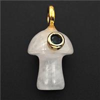 Clear Quartz Mushroom Pendant Pave Zirconia, approx 15-28mm [GM27004]