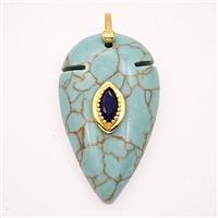 Blue Dye Turquoise ArrowHead Pendant Pave Zirconia, approx 20-35mm [GM27143]