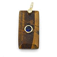 Tiger Eye Stone Rectangle Pendant Pave Zirconia, approx 13.5-25mm [GM27180]