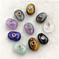 Natural Gemstone Potato Beads Pave Zirconia Mixed, approx 13-18mm [GM27315]