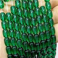 Green Crystal Glass Barrel Beads, approx 6-9mm [GS2883]