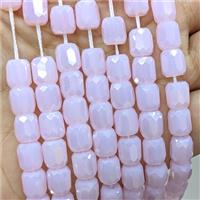 Pink Jadeite Glass Barrel Beads Faceted Electroplated, approx 8-9mm, 44pcs per st [GS2970-S]