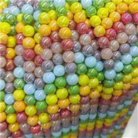 Round Jadeite Glass Beads Mixed Color Electroplated Smooth, approx 8mm [GS3000-8MM]