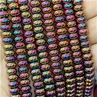 Crystal Glass Rondelle Beads Smooth Rainbow Plated, approx 5x8mm [GS3034]