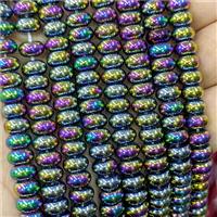 Crystal Glass Rondelle Beads Smooth Rainbow Plated, approx 5x8mm [GS3035]