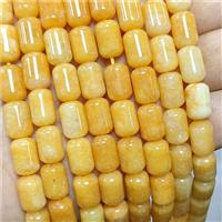 Natural Sponge Jade Tube Beads Yellow Dye, approx 8-12mm [JD10381]