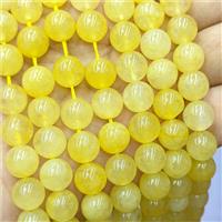 Yellow Quartzite Jade Round Beads Smooth Dye, approx 14mm [JD10398-14MM]