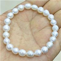 Natural White Pearl Bracelet Stretchy, approx 7-8mm [PB10224]