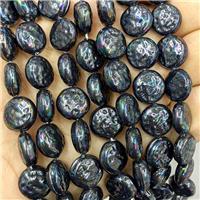 Pearlized Shell Coin Beads Black Dye, approx 12mm [SHP10423]