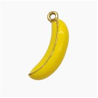 Stainless Steel Banana Pendant Yellow Enamel Gold Plated, approx 5-18mm [SSB7487]