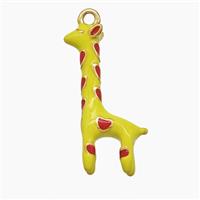 Stainless Steel Giraffe Pendant Yellow Enamel Pendant Gold Plated, approx 11-22mm [SSB7504]