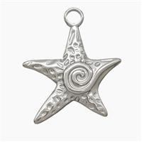 Raw Stainless Steel Starfish Pendant, approx 20mm [SSB7510]