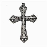 304 Stainless Steel Cross Pendant Pave Rhinestone Antique Silver, approx 40-60mm [SSB7883]