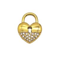 Stainless Steel Locket Pendant Pave Rhinestone Gold Plated, approx 11-15mm [SSB8033]