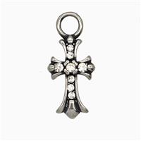 Stainless Steel Cross Pendant Pave Rhinestone Antique Silver, approx 11-18.5mm [SSB8091]
