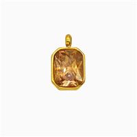 Stainless Steel Pendant Pave Zirconia Gold plated, approx 7.5-9.5mm [SSB8145]