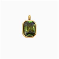 Stainless Steel Pendant Pave Zirconia Gold plated, approx 7.5-9.5mm [SSB8146]