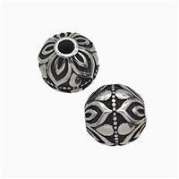 Stainless Steel Round Beads Lotus Antique Silver, approx 9.5mm [SSB8181]