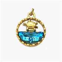 Stainless Steel Tortoise Pendant Pave Crystal Glass Gold Plated, approx 14.5mm [SSB8373]