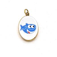 Stainless Steel Oval Pendant Painted Shark Gold Plated, approx 12-16mm [SSB8556]